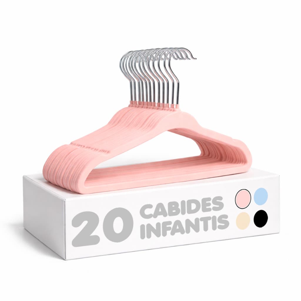 Kit【20】UN Cabide Rosa de Veludo Infantil Ultrafino Flexível – Ideal para roupas infantis e de bebê