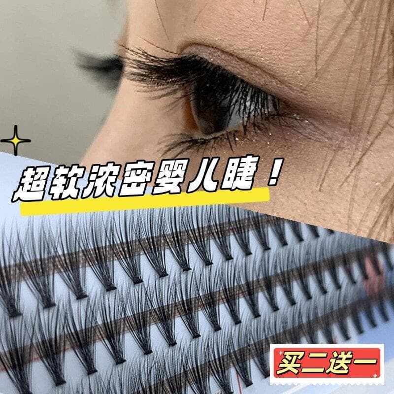 Estilo japonês bebê curvado cílios grosso yy efeito auto-enxerto Semi-permanente Super macio ligeiramente curvado único