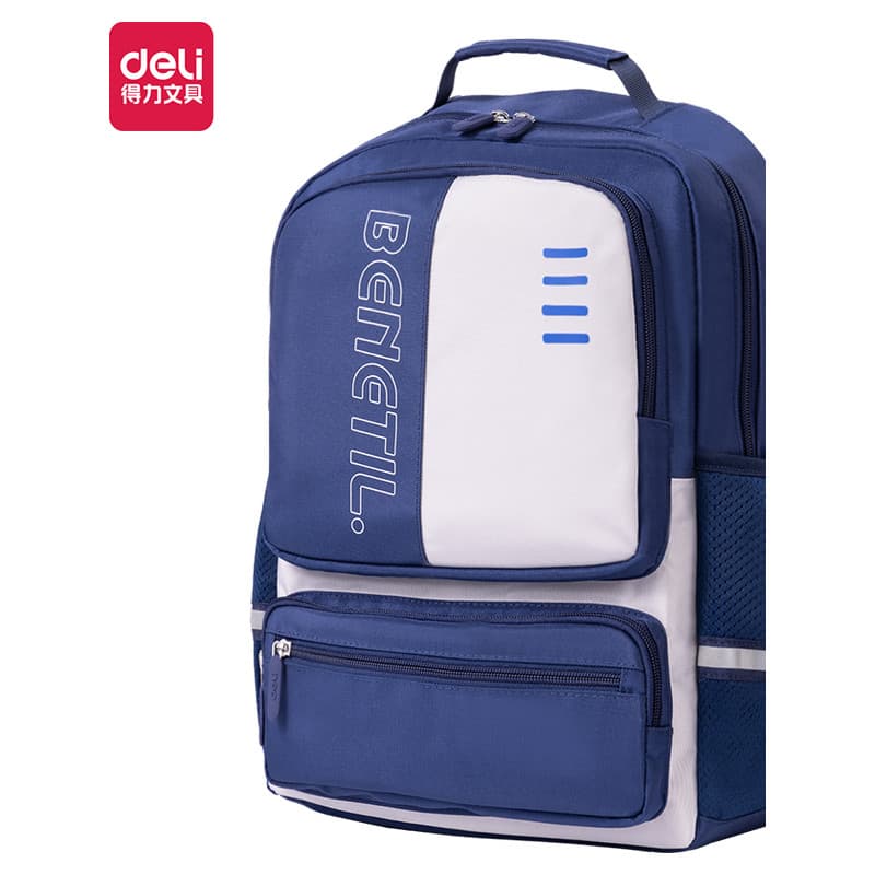 Deli BB148 esportes benétil série contraste cor estudante grande capacidade Ridge reduzir carga mochila meninos meninas
