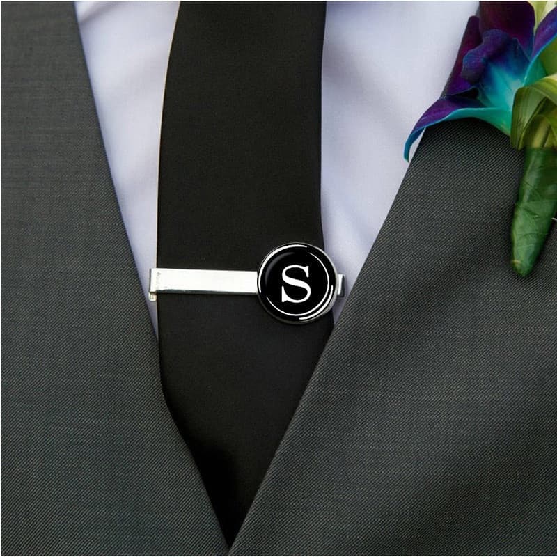 Acessórios para gravata masculina, personalizáveis com 26 letras, prendedor de gravata em liga metálica, adequado para h