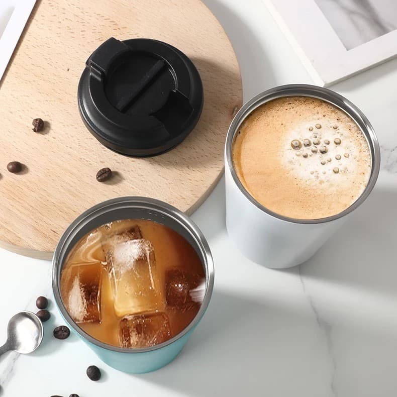 Copo de café portátil de aço inoxidável 304, copo térmico simples, copo de água para escritório e carro de alto valor, 1