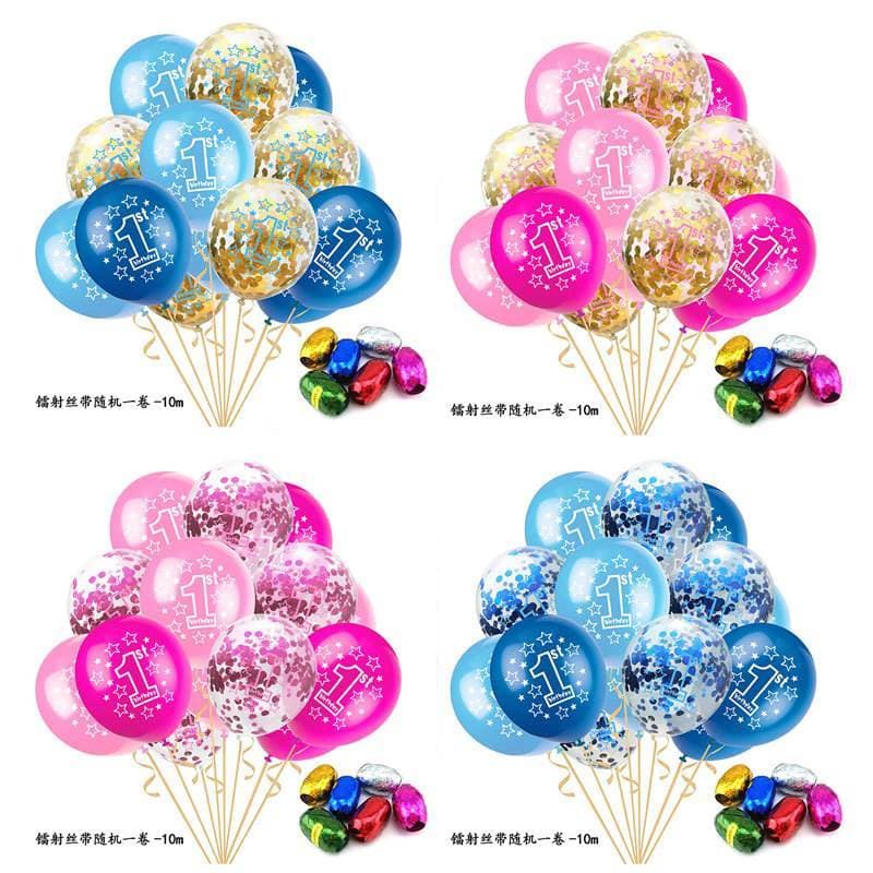 AliExpress 40cm 1 ano de idade balão confetes conjunto combinação chá de bebê decoração de festa de aniversário
