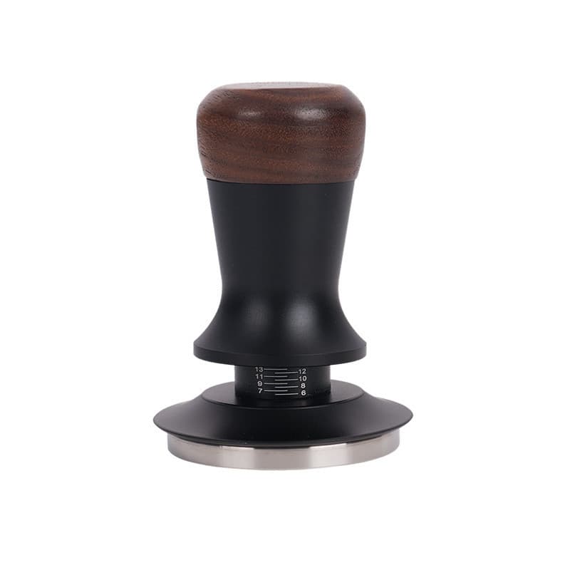 Prensador de pó elástico com cabo de nogueira, prensa de pó, martelo, aço inoxidável, equilíbrio italiano, dispensador d
