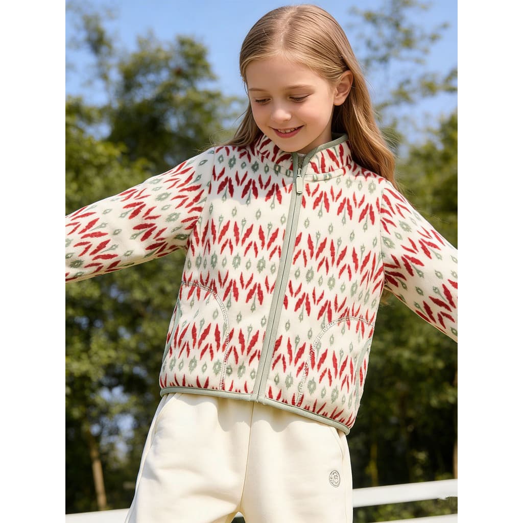 Yiduoduoduo Jaqueta de lã Polar infantil para meninas Jaqueta de lã espessada outono inverno forro de lã Top uniforme es