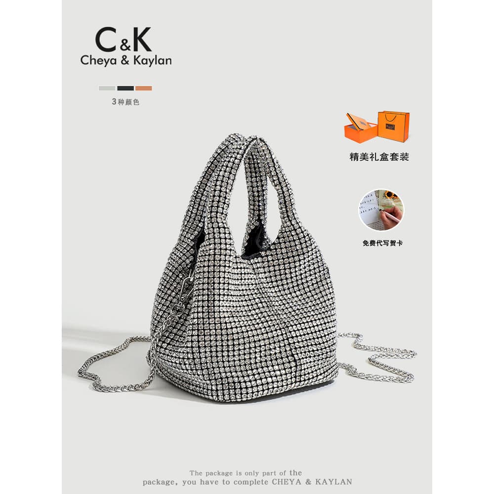 CHEYA & KAYLAN High-End indústria pesada cheio de diamante strass saco senhoras diamante portátil cesta vegetal balde sa