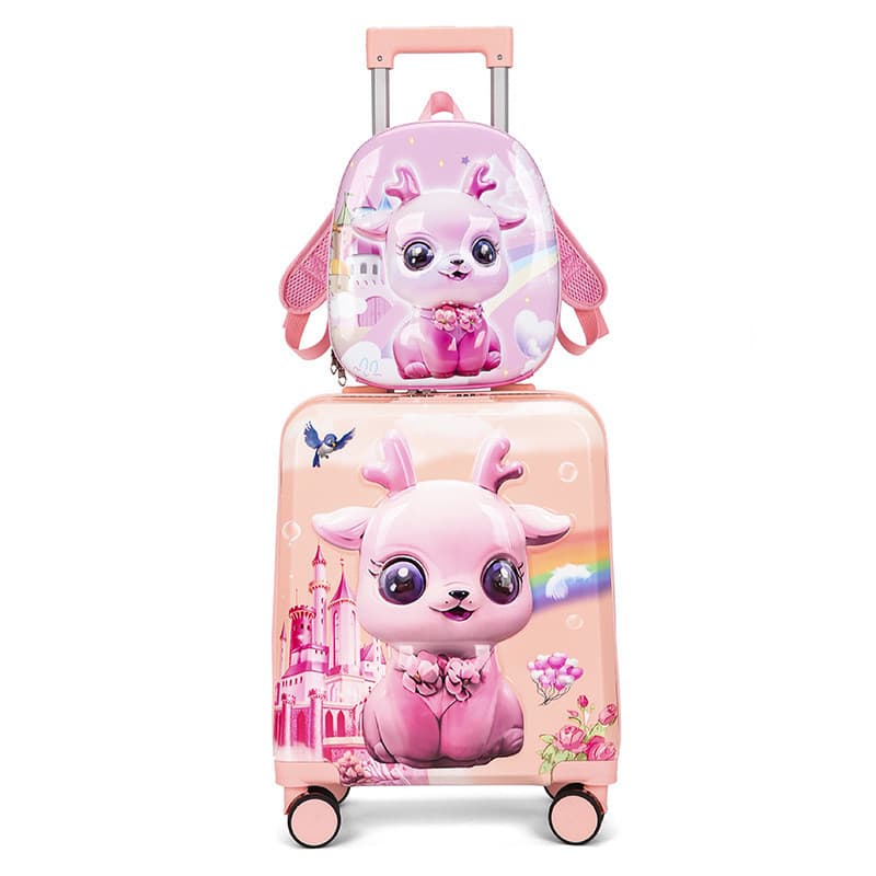 Novo estilo carrinho infantil bagagem embarque caso de viagem conjunto meninos meninas pequenos estudantes jardim de inf