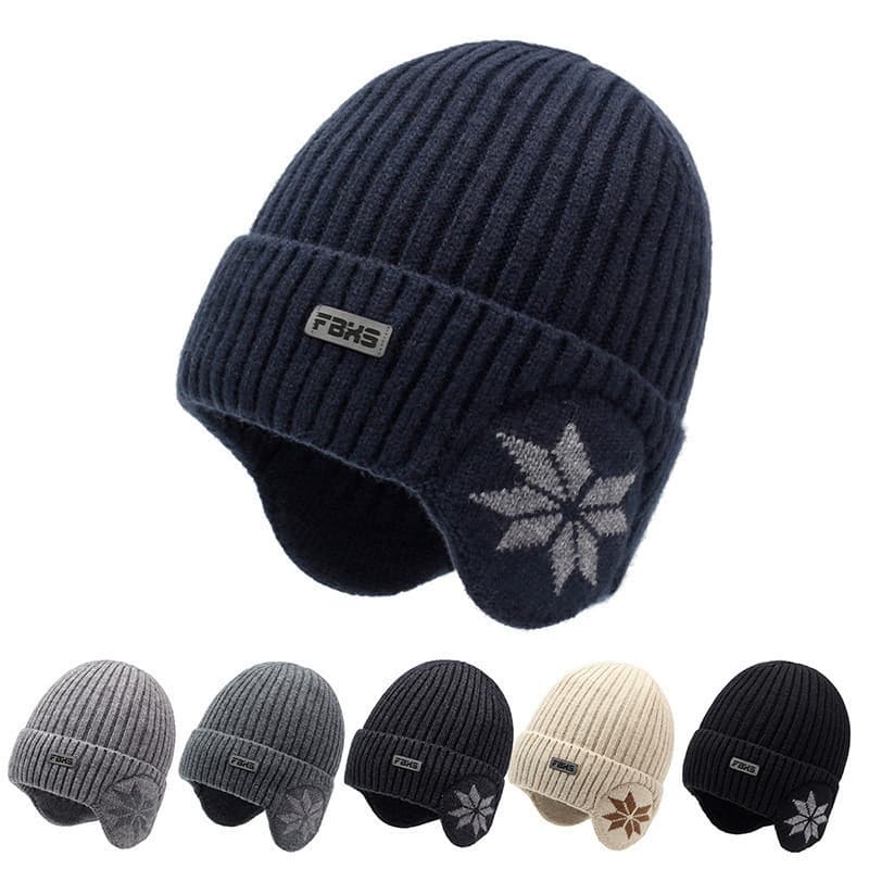 Chapéu de Lã Tricotado Elegante com Proteção para as Orelhas e Forro de Algodão Quente ---- **--*--&
