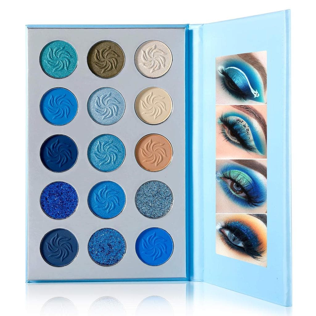 Paleta de Sombras DE'LANCI Space Blue 15 Cores Cosméticos Pigmento Compacto Paleta de Sombras Floco de Neve de Natal Aca
