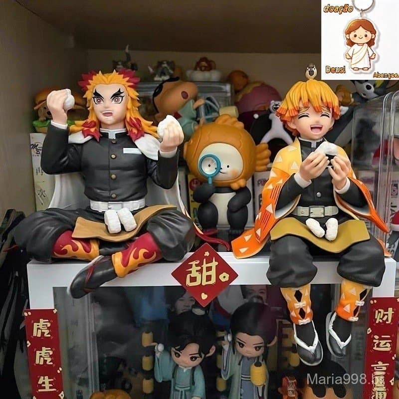 Boneco De Brinquedo Em PVC Demon Slayer Kimetsu no Yaiba PM Figura De Poleiro Kyojuro Rengoku Agatsuma Zenitsu Nezuko