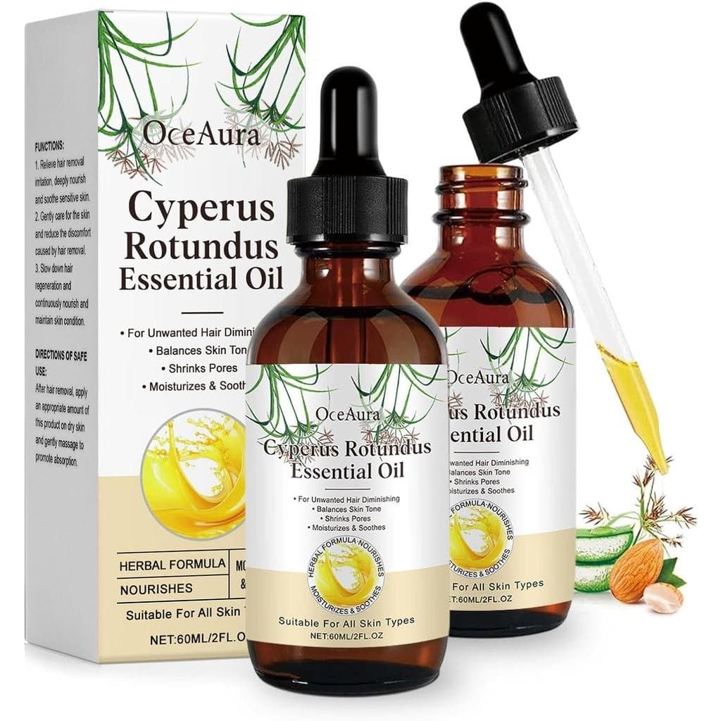 Óleo de Cyperus Rotundus para Redução de Pelos GiftGem, 2 Pacotes de 60ml Cada, Óleo Natural para Cuidados Pós-Depilação