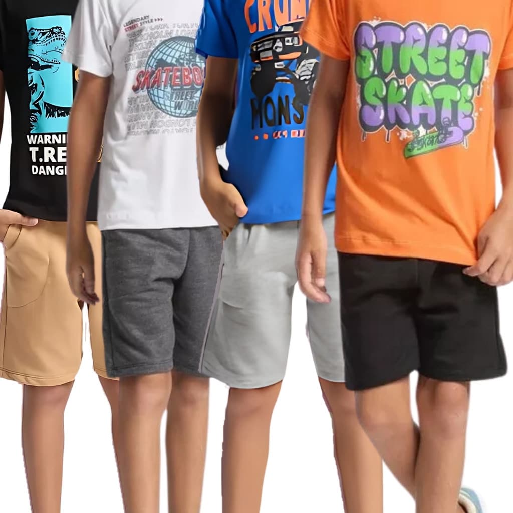 Kit 4 Bermuda Infantil  Com Bolso Menino Cores Sortida Lisa Envio Imediato Criança Algodão Shorts