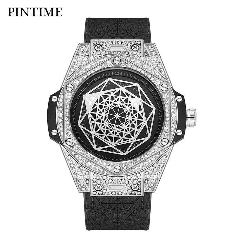 Europeu americano cheio de diamante relógio de luxo masculino High-End à prova dwaterproof água estilo nicho relógio sem