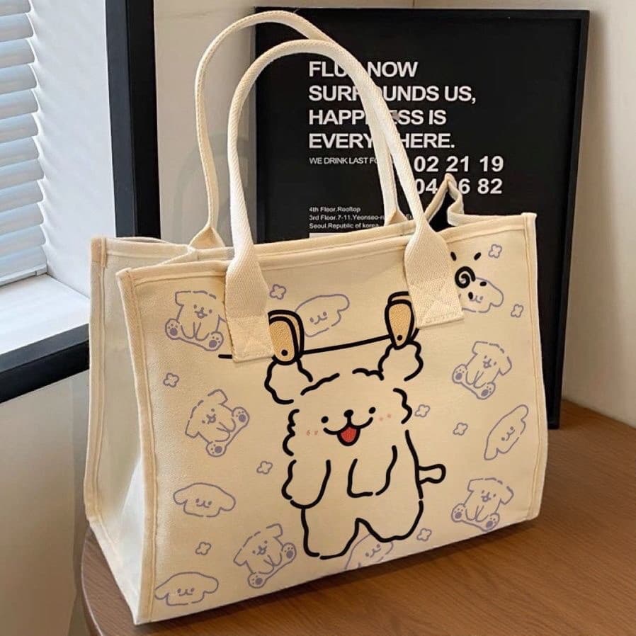Bolsa de ombro de cachorro de desenho animado de alto valor, bolsa de lona de estudante, bolsa escolar feminina de grand