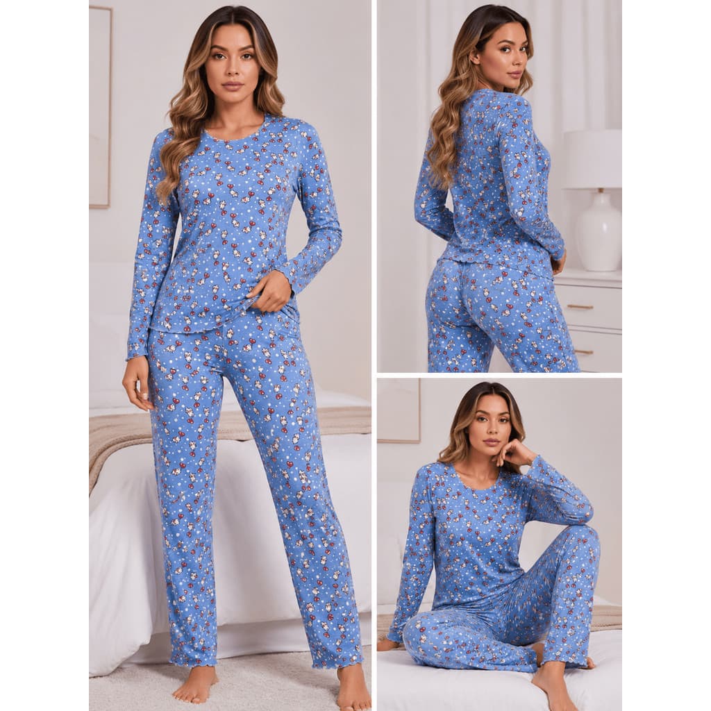 Pijama Noite Feminino Inverno Suede Canelado Conforto Estilo Toque Leve Macio