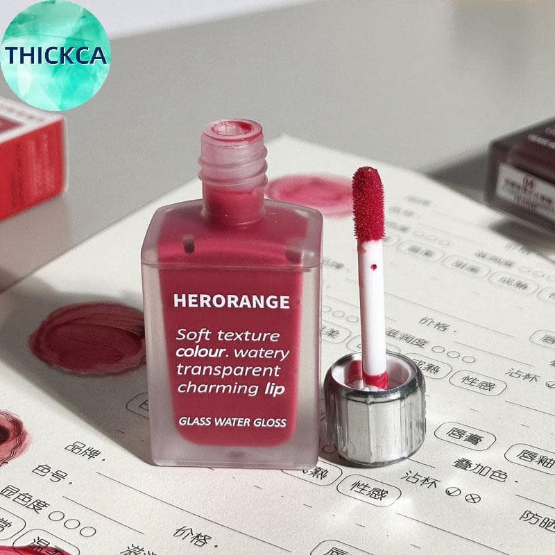thickca HERORANGE Transparente Água Brilhante Lip Gloss Espelho Geléia Líquido Lipstis Hidratante De Longa Duração Tint