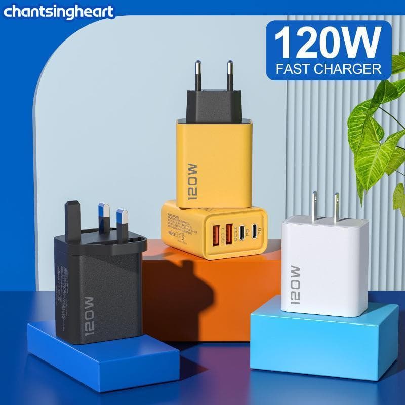 Estação De Carregador Rápido CHANT 120W USB C Com Adaptador De Parede PD QC30 De 4 Portas Para Vários Dispositivos Qui C