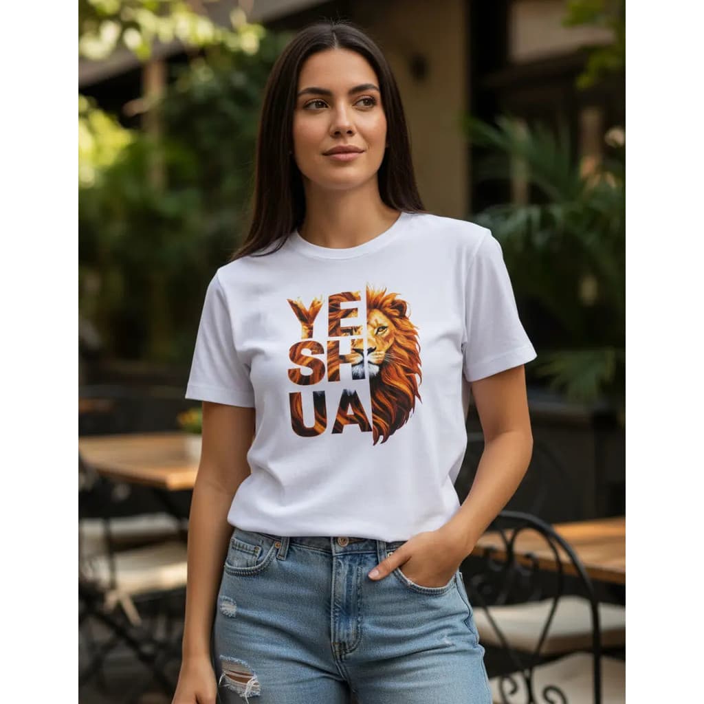Camiseta Feminina Algodão T-shirt Leão Yeshua Evangélica