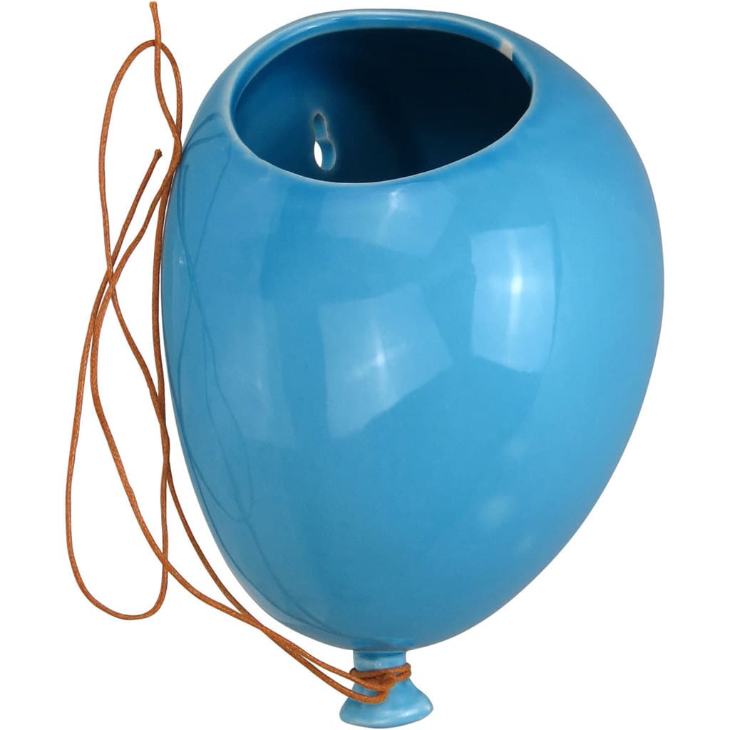 Vaso de Parede Decorativo Cachepô Balão Home&Co Cerâmica 11x15x20cm Azul Planta Suculenta Cacto