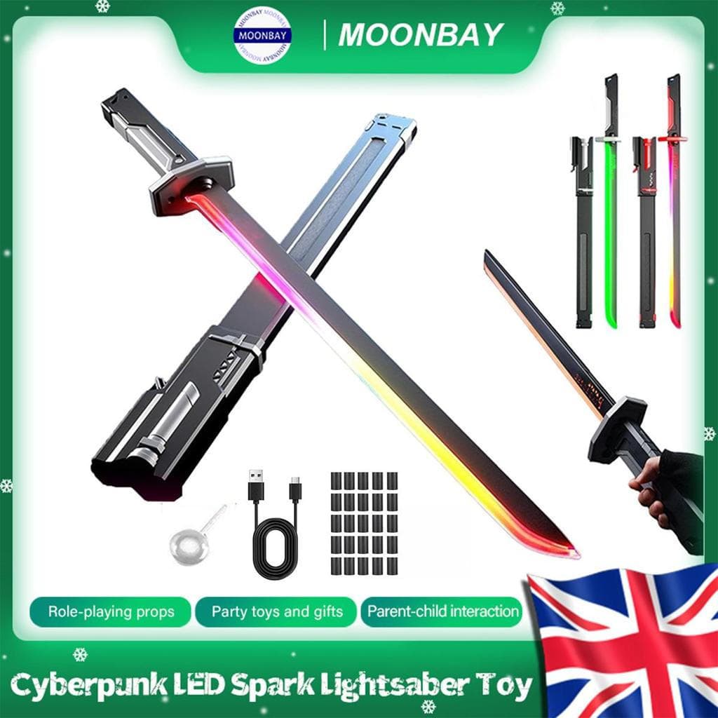 Vendedor britânico - Sabre de Luz Cyberpunk Spark - Versão Spark, com som e névoa, efeitos de iluminação em oito cores