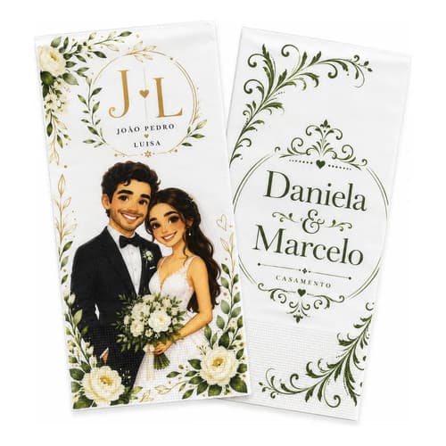 300 Guardanapos Personalizados Casamento 40x40 Fls Duplas