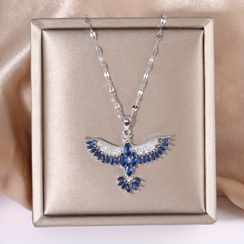 Colar com Pingente de Asa de Fênix Azul, Presente Encantador para o Dia dos Namorados para Homens CL3R MASO