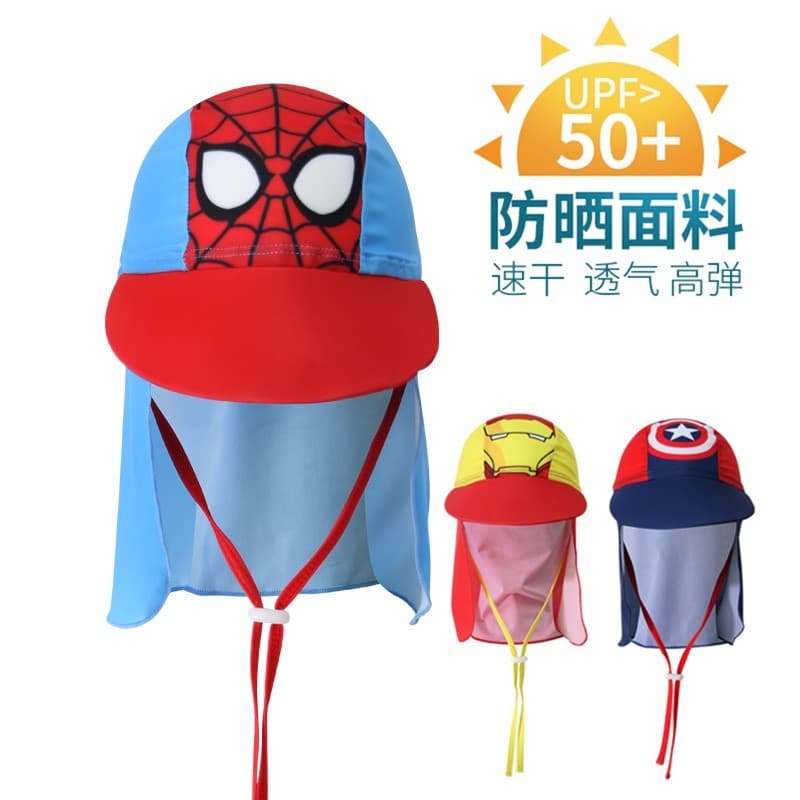 Crianças Anti-ultravioleta chapéu protetor solar chapéu de sol de secagem rápida respirável dos desenhos animados Spider
