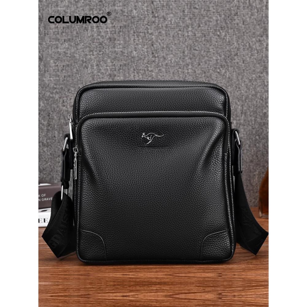 Colomb Kangaroo Bolsa de Ombro Masculina Couro Genuíno Casual Estilo Vertical de Grande Capacidade Bolsa Mensageiro de C