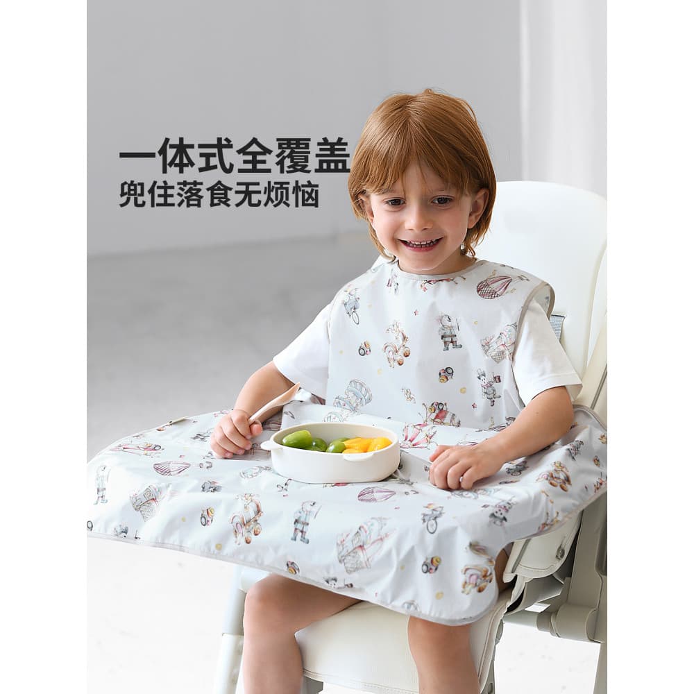 Macacão para cadeira de jantar de uma peça para bebês, babadores para comer crianças, verão, à prova d'água, bolsos de a