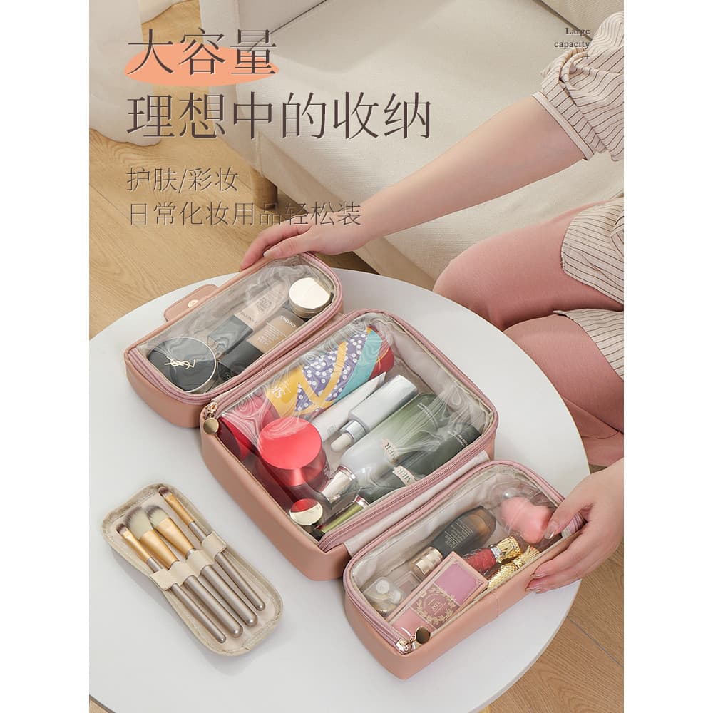 Bolsa cosmética de viagem multicamadas de alta qualidade feminina portátil de grande capacidade bolsa de higiene pessoal