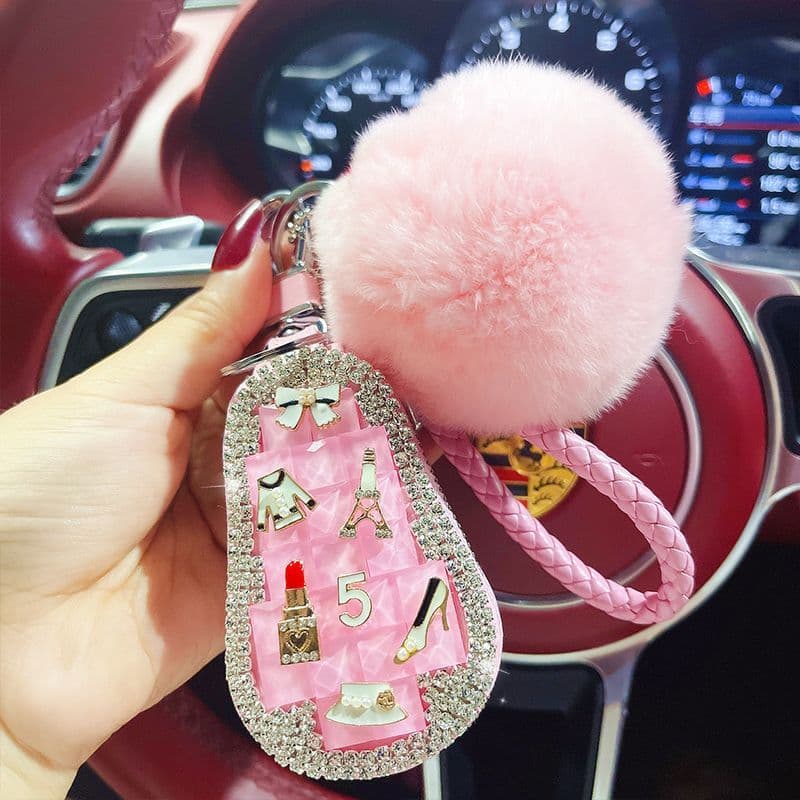 Criativo Universal caso chave do carro carro diamante-cravejado couro genuíno caso de armazenamento chave luxo requintad