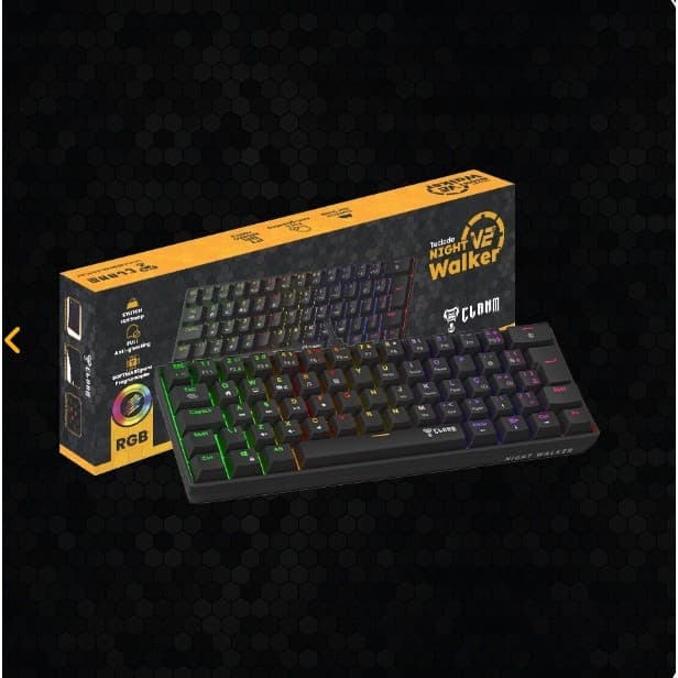 Teclado Mecânico Gamer 60% Clanm Night Walker V2 RGB Switch Red ABNT2
