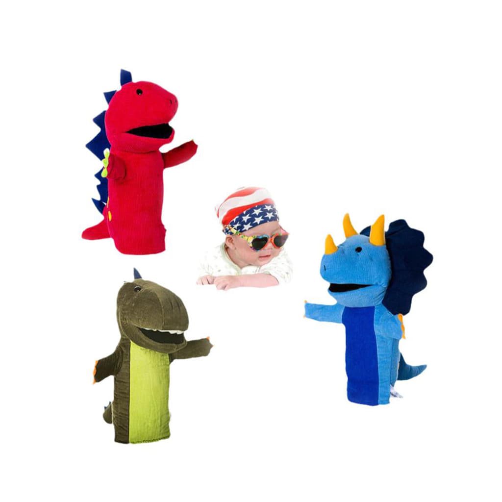 Dinossauro fantoche de mão de pelúcia tiranossauro Rex boneca luvas de tecido boneca interação pai-filho brinquedo calma
