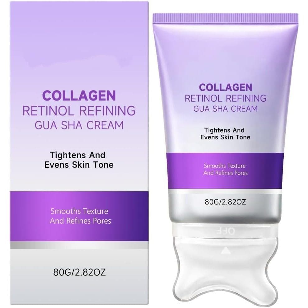 Creme Hidratante Facial com Gua Sha, Creme de Colágeno e Retinol para Firmeza da Pele do Pescoço, Creme para Pescoço, Cr