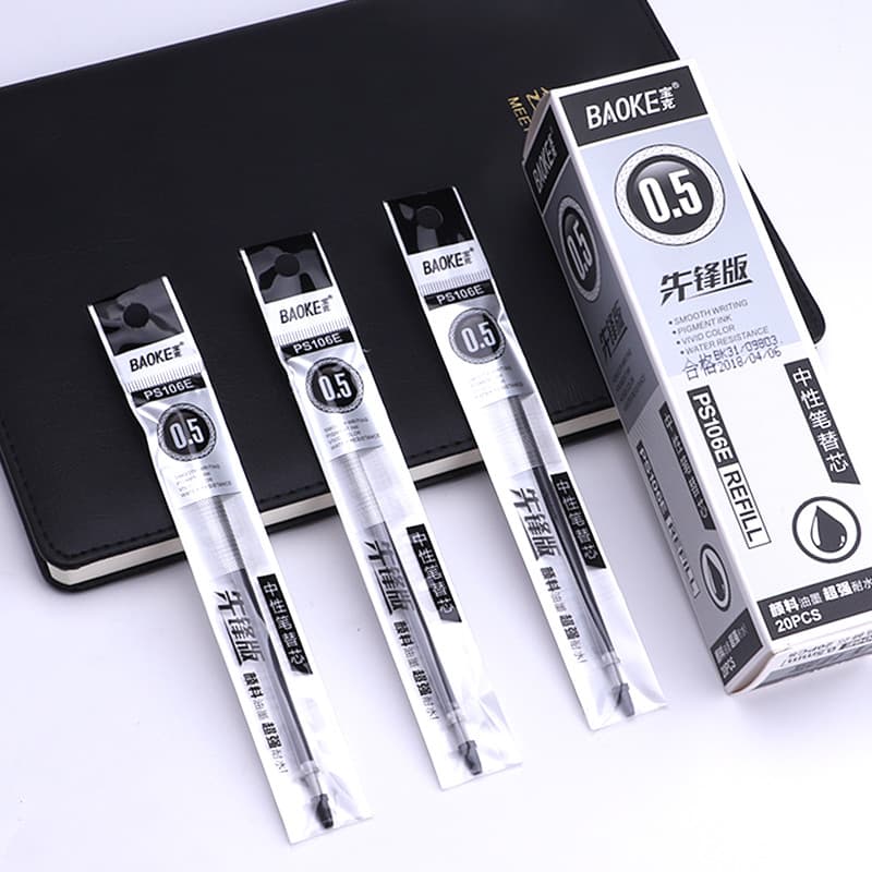 Frete grátis recarga de Gel Baoke 106E recarga de caneta tinteiro 0.5mm à base de água recarga de assinatura 20