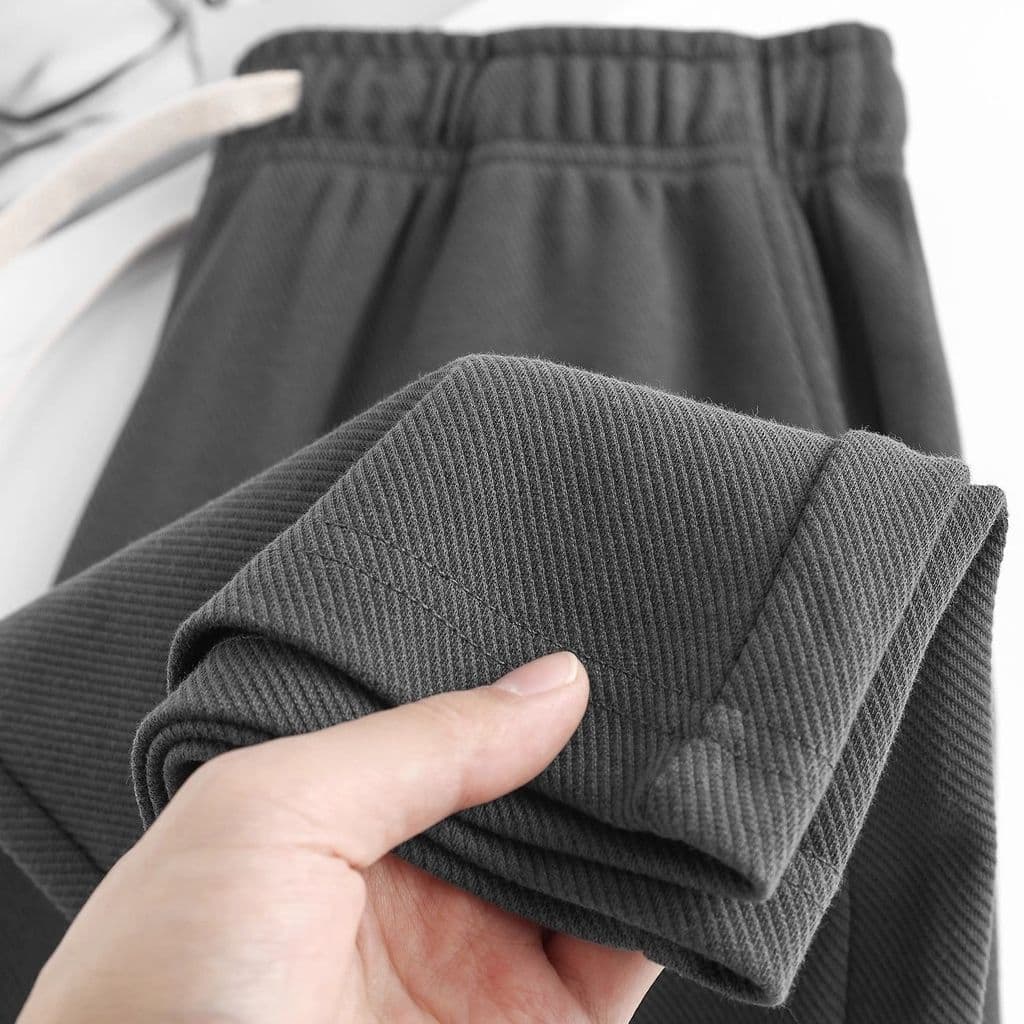 300g pesado em linha reta cinza escuro calças casuais sarja esportes casuais solto Sweatpants All-Match masculino femini