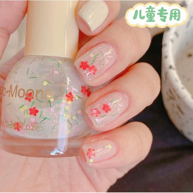 Vida verde crianças flor lantejoulas não-tóxico inodoro esmalte bonito menina flor lantejoulas de secagem rápida sem coz