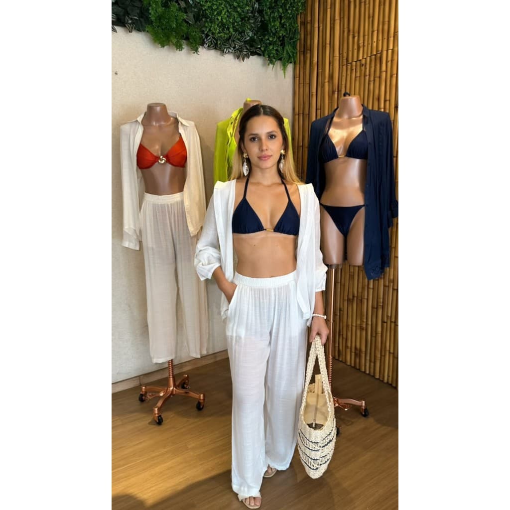 Conjunto Feminino Viscolinho Calça + Camisa Leve Elegante