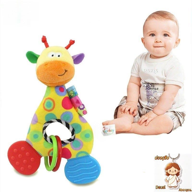 Chocalho de Bebê Macio Pelúcia Mordedor Brinquedos de Mão Sino Girafa Infantil Boneco Algodão