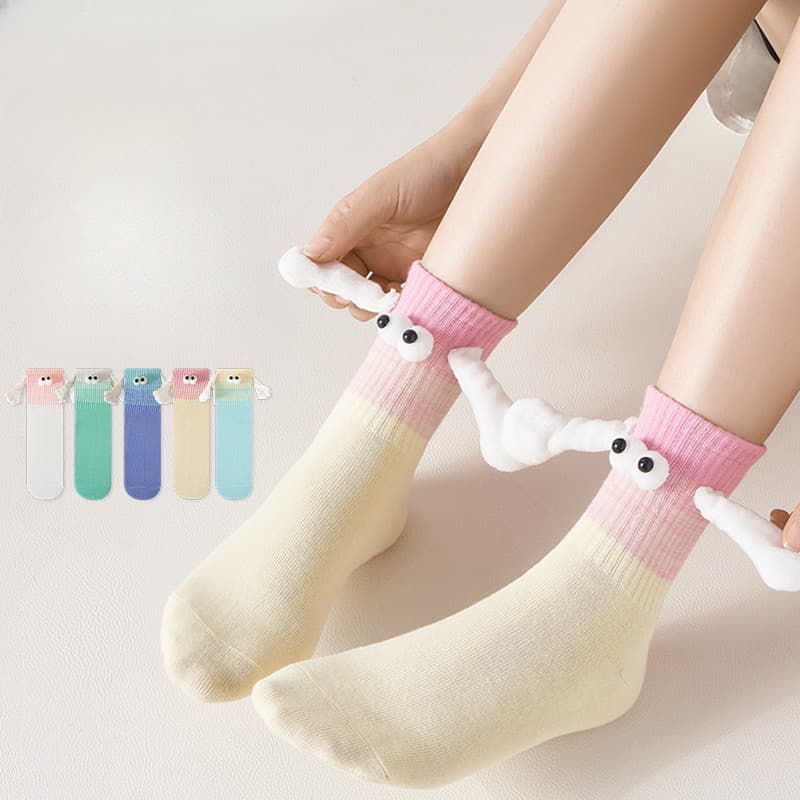 Harajuku Meias De Algodão Casal Sucção Magnética 3D Mão Em Multicor Unisexo Mãos Longas Engraçadas