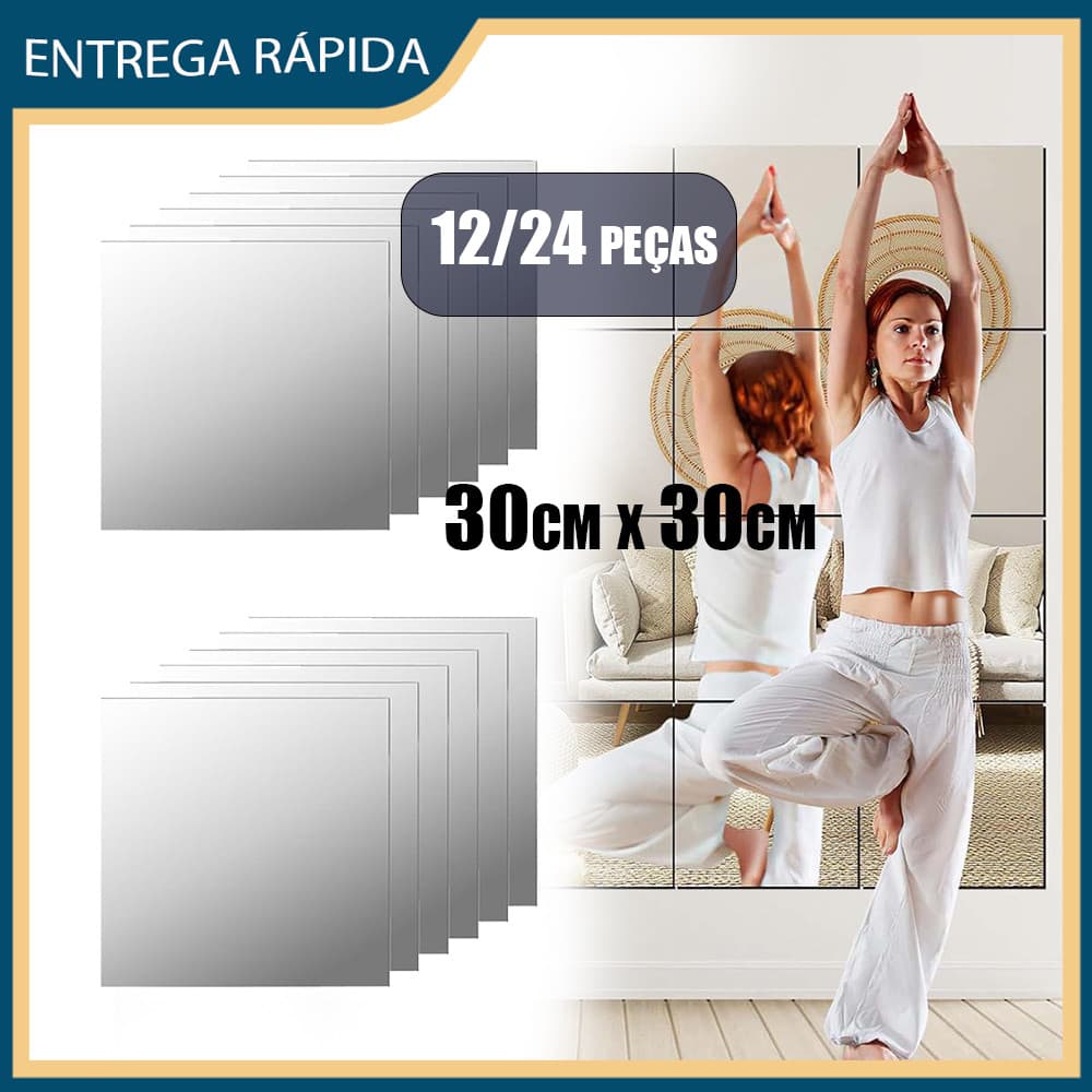 12/24 peças espelho macio acrílico adesivo de parede autoadesivo espelho de vestir adesivo de parede espelho HD 30x30cm