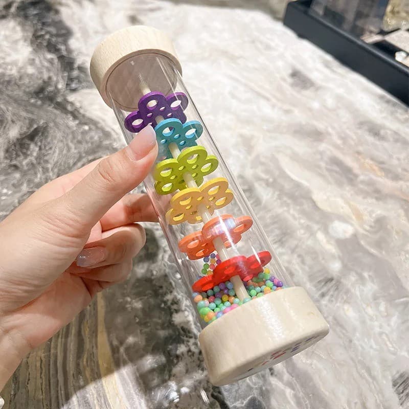 Som De Chuva Infantil Montessori Bebê Vara Arco-Íris Ampulheta Música Chocalho Brinquedo Educativo Do Colorido Brinquedo