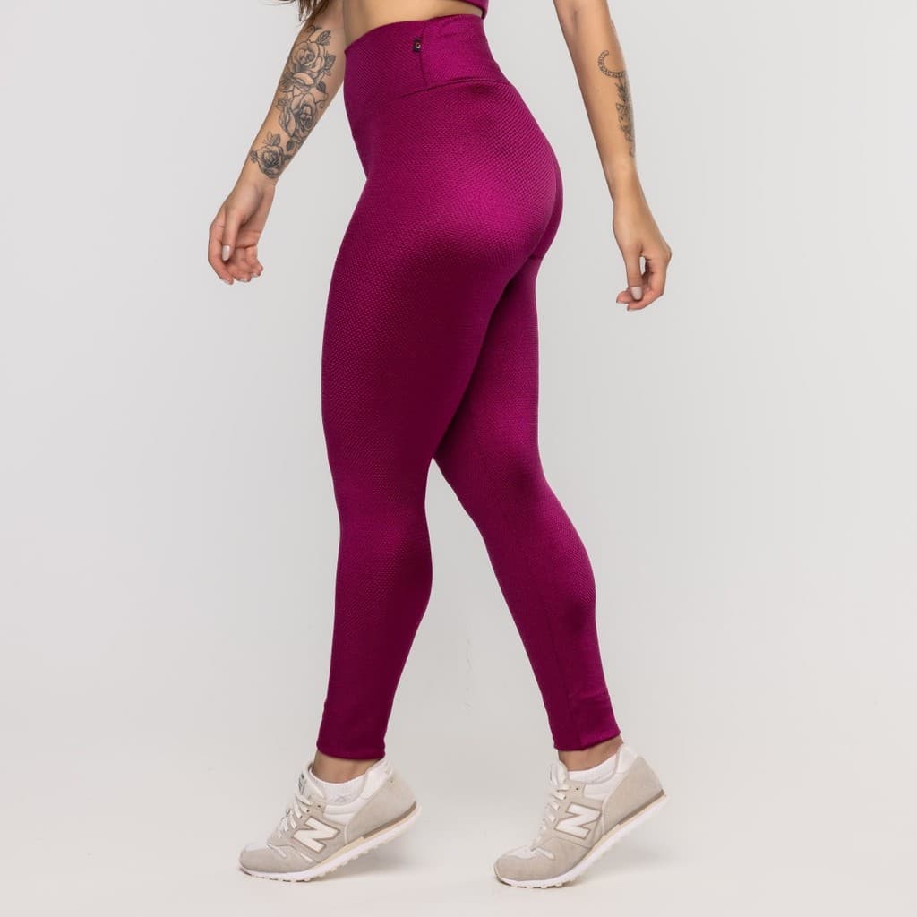 Calça Legging Fitness Feminina Cintura Alta Textura Brilho Poliamida Alta Gramatura Zero Transparência