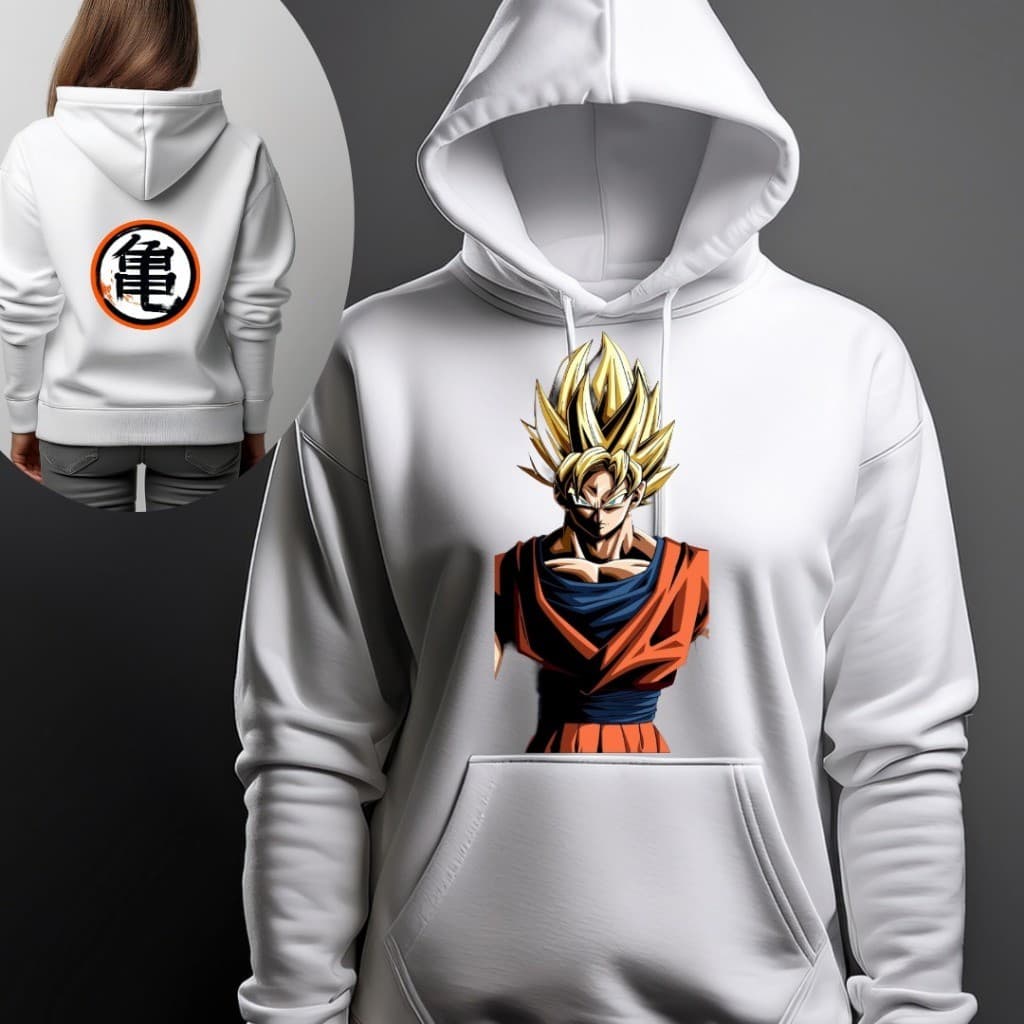 Moletom Blusa de Frio Canguru  Estampa  Frente e Verso  Dragon Ball Z Goku