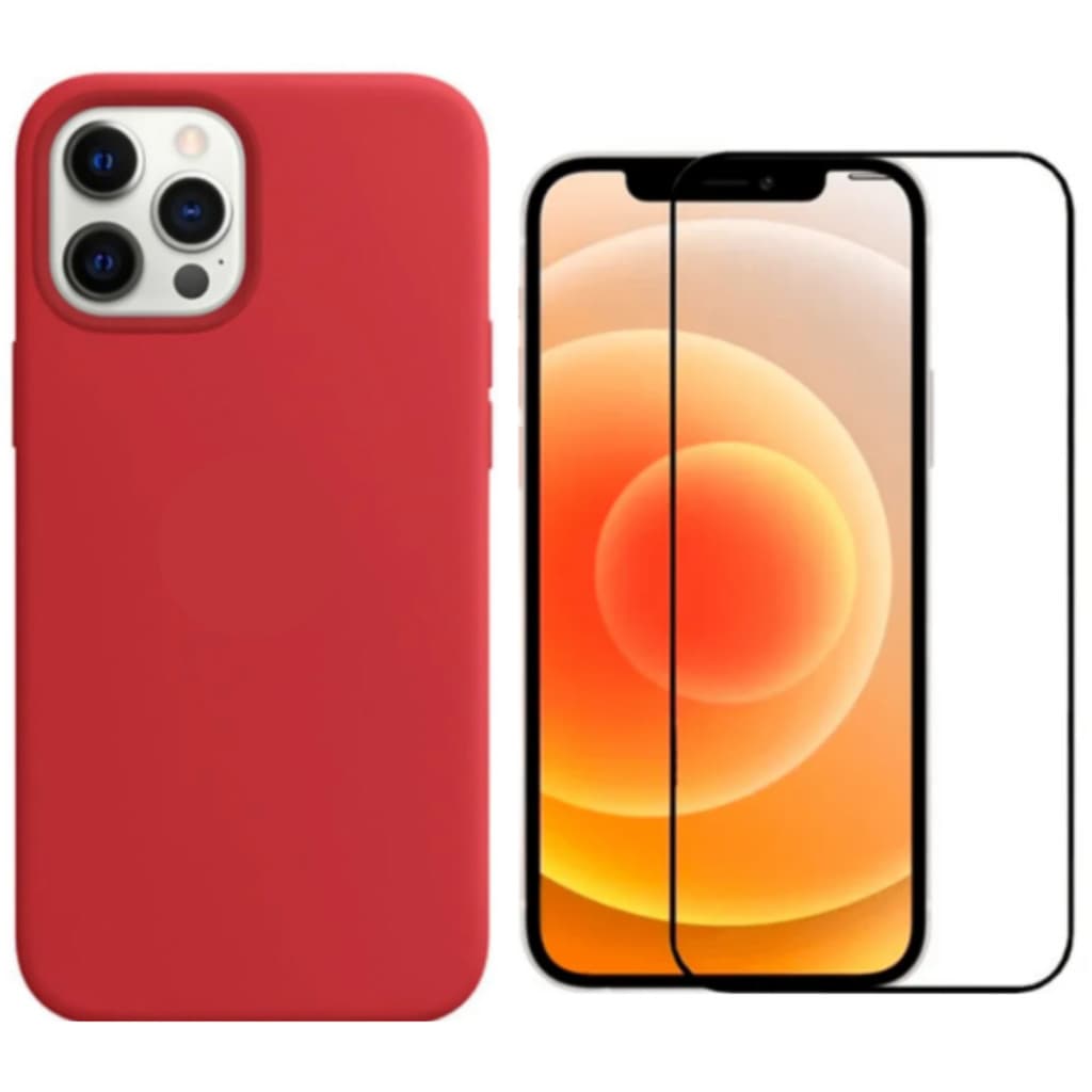 Capa Capinha Para iPhone 13 Pro Max Vermelha Aveludado + Película 3D