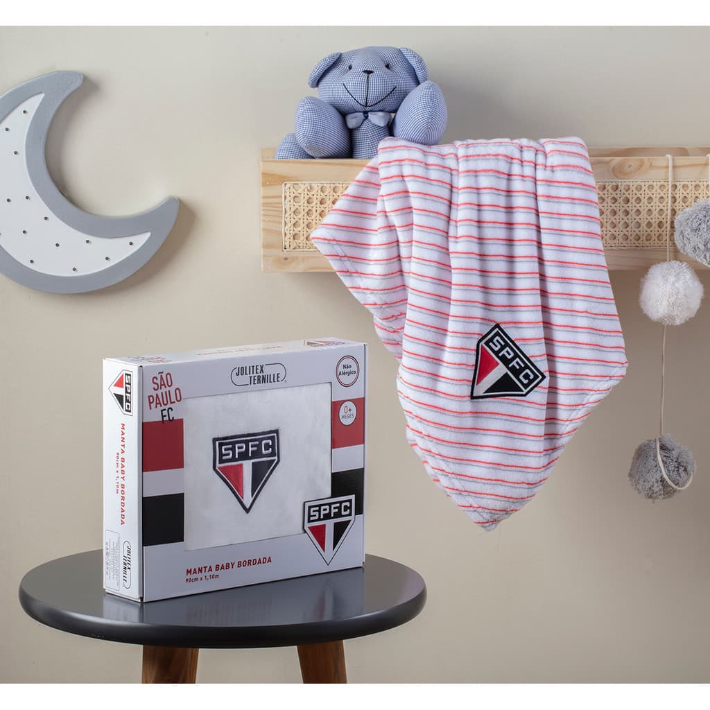 Manta De Bebê Recém Nascido Jolitex Antialérgica De Time Original Licenciada 90cmx1,10m