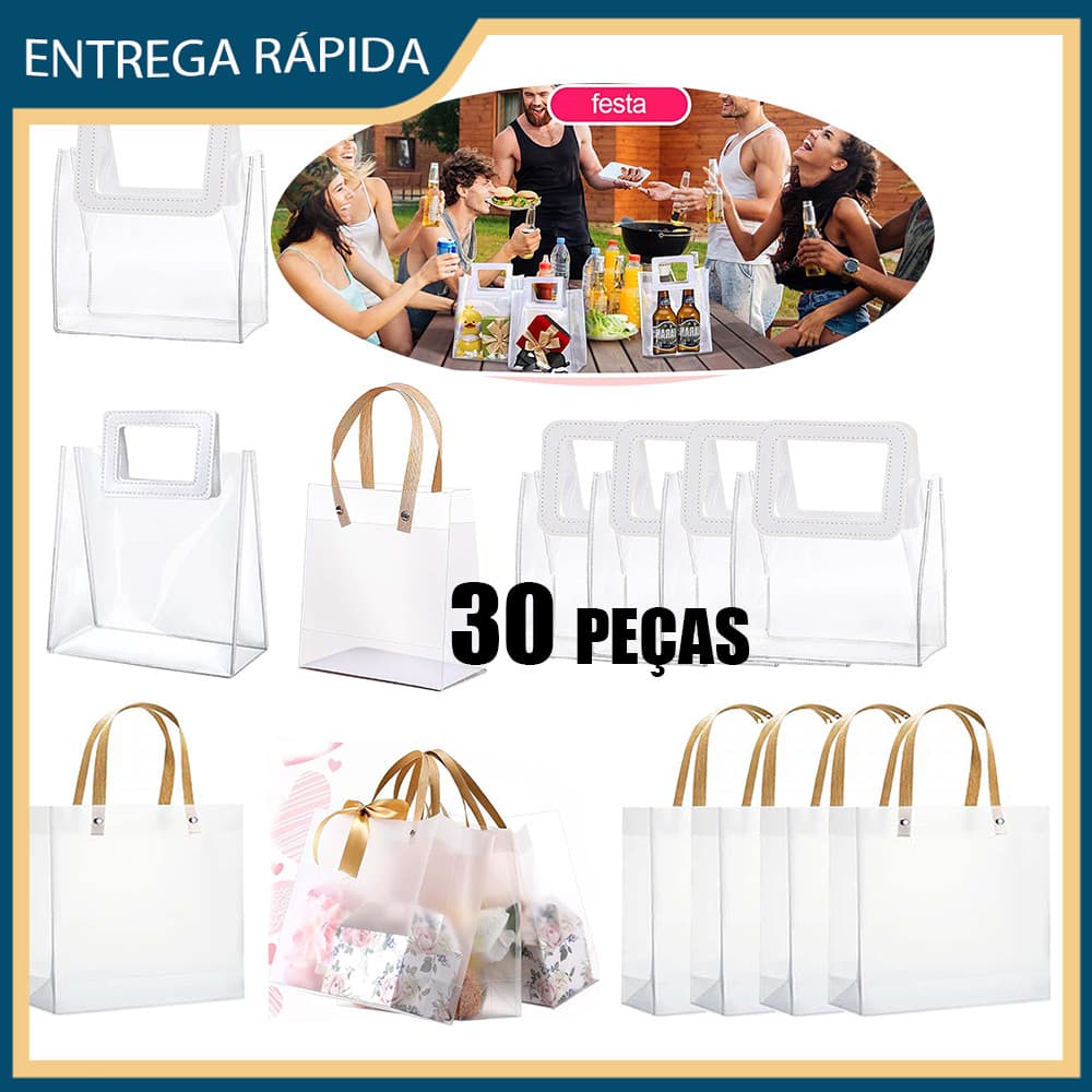 Conjunto de 30 bolsas com alça de PVC com alça, lembranças de aniversário, sabonete, aromaterapia, bolsa