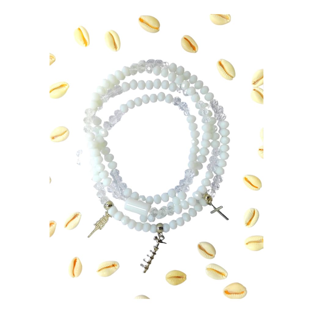 Guia Oxalá Cristal De Vidro 8mm Transparente/branco 60 Cm  Branco E Transparente