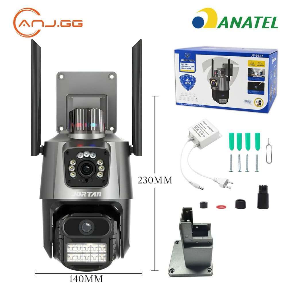 Câmera de vigilância externa Wi-Fi com lente dupla IP66 360° 4K 6MP, sirene à prova d'água ICSEE