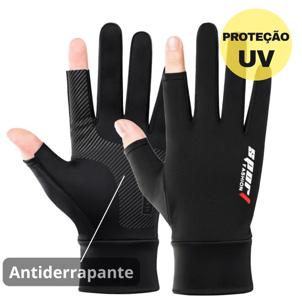 Luva Dois Dedos UV Protecao Solar Antiderrapante Moto Pesca Bike Ciclismo Feminino Masculino Unissex