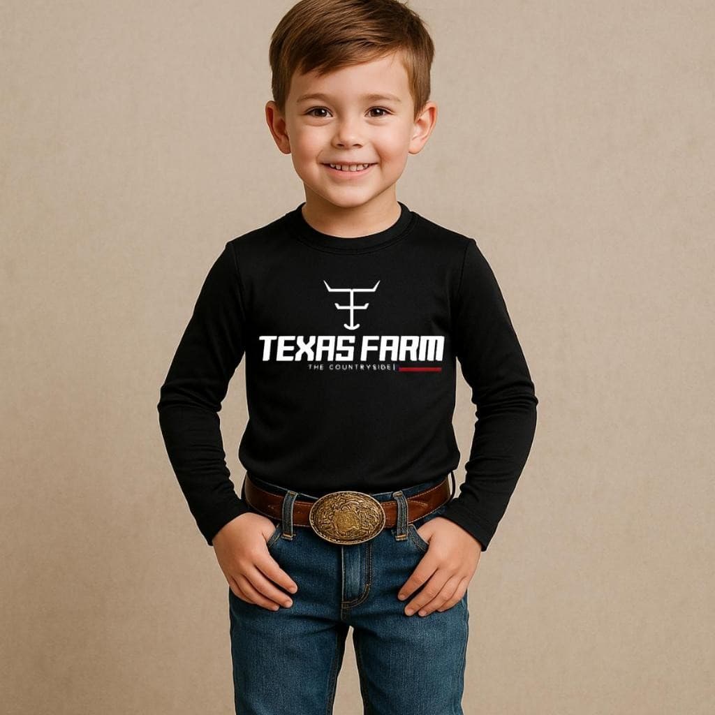 Camisa Uv Infantil Texas Farm Manga Longa Proteção Térmica